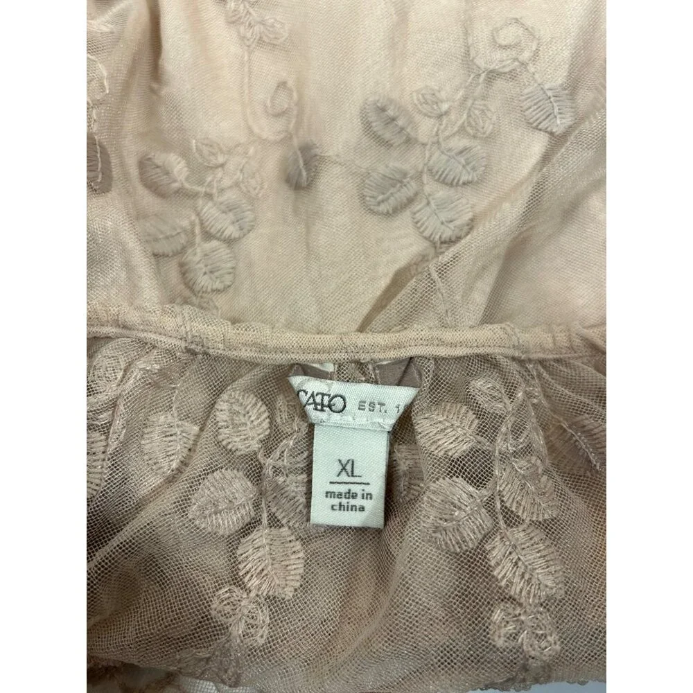 Cato XL Women's Pink Floral Lace Off-Shoulder Blouse - Picture 5 of 10